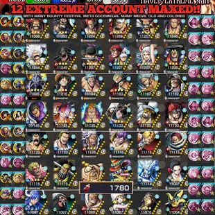 NT1-Super Hyber 113+12 Ex Max(Roger+Kaido v2+Roger v2+Gear 5+Shank v3+Zoro+Kid Law)+Sup 170%+Vip Medal+Bounty Festival - Image 1