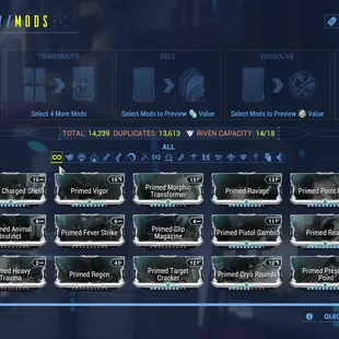 [Closed Beta - RANK: 22] | 305/763 Equipments | 59x Frames | 22x Prime Mod - 14x Riven Mod | 40x - Image 2