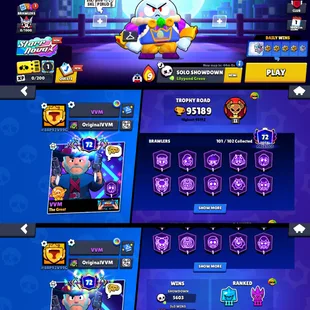 95k TROPHIES | RAREST SKINS | 46 MAX POWER BRAWLER | 101 BRAWLER UNLOCK | 31 HYPERCHARGE | 342 SKIN | RENAME AVAILABLE - Image 1
