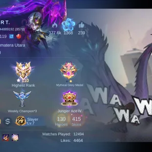 SOLID HYPER MM MAGE ACC || 1 LEGEND 12 GRAND 12 EXQUISITE || CLOSE TO MEGA || EX 110 STARS || 415 SKINS || 139 LEVEL - Image 5