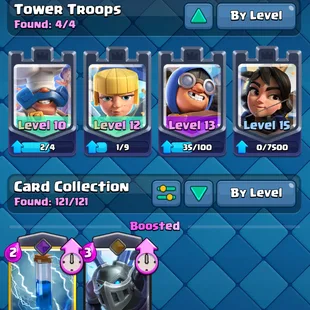 ❗[ 64X CARDS MAX ]❗2X LEVEL 16 CARD|| 15X EVOLVED || 10X ELITE || LEVEL 61 || TROPHY: 10500 | 116X EMOTES | 118X BADGE - Image 4