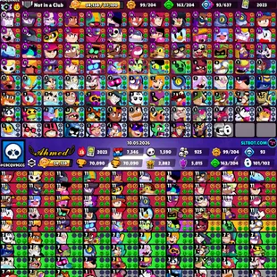 Trophy 70k💎Gems 529💎101x Brawler [] Max 46x [] Hyper 46x [] Total Skins 377x [] Player Icones 476x [] NC-Yes [] Best-D - Image 2