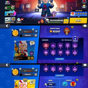 93k TROPHIES | GUNSLINGER COLT | 76 MAX POWER BRAWLER | 101 BRAWLER UNLOCK | 62 HYPERCHARGE | 408 SKIN |RENAME AVAILABLE - Image 1