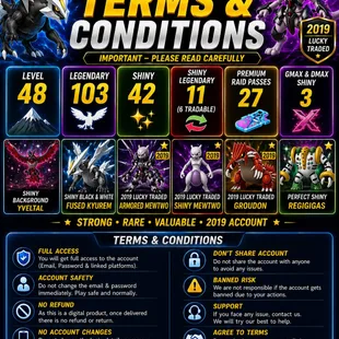 🍓LEVEL 48 PG ACCT 2019 | 103 LEGENDARY |🐉 SHINY FUSED KYUREM  ARMORED MEWTWO |  GMAX/DMAX SHINY | 2019 LUCKY TRADED - Image 2