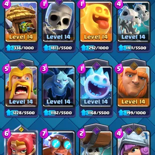 ❗[ 64X CARDS MAX ]❗2X LEVEL 16 CARD|| 15X EVOLVED || 10X ELITE || LEVEL 61 || TROPHY: 10500 | 116X EMOTES | 118X BADGE - Image 7