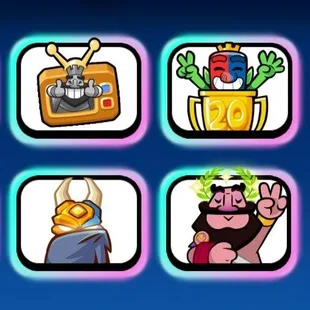 RAREST CRL 20 WIN EMOTE 🌸 KT 16 37 MAX CARDS 82 XP 106 ELITE CARDS 35 EVOLUTIONS 6 HEROES ULTIMATE CHAMPION 12500 CUPS - Image 1