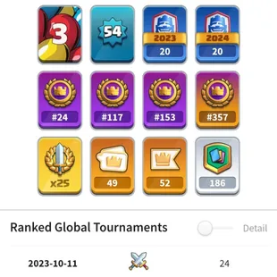 🌟 GT 100 & 2x CRL 20 WIN EMOTES 💎 GLOBAL TOURNAMENT RANKS 24 117 153 357 KT 15 2 HEROES & 8 EVOLUTIONS 10000 TROPHIES  - Image 2